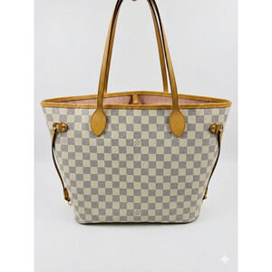 Louis Vuitton Neverfull MM Damier Azur N40604 Tote Bag w/ Pouch Authentic
